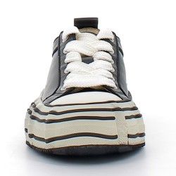 REBECCA WHITE-sneakers basses noires et blanches à lacets sur semelles plateformes pour femme-X59 1