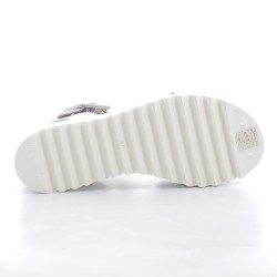 LUCA GROSSI-sandales argents sur talons compensés sport avec fermetures à boucles pour femme-B928S